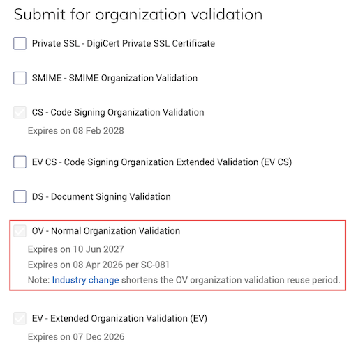 Organization details page-in CertCentral - SC-081
